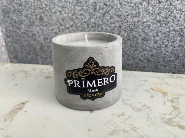⁦סט נרות ריחניים מבטון עם מגש מעוצב⁩ – תמונה ⁦4⁩